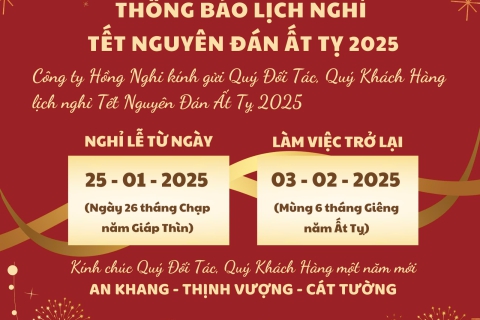 LỊCH NGHỈ TẾT NGUYÊN ĐÁN 2025